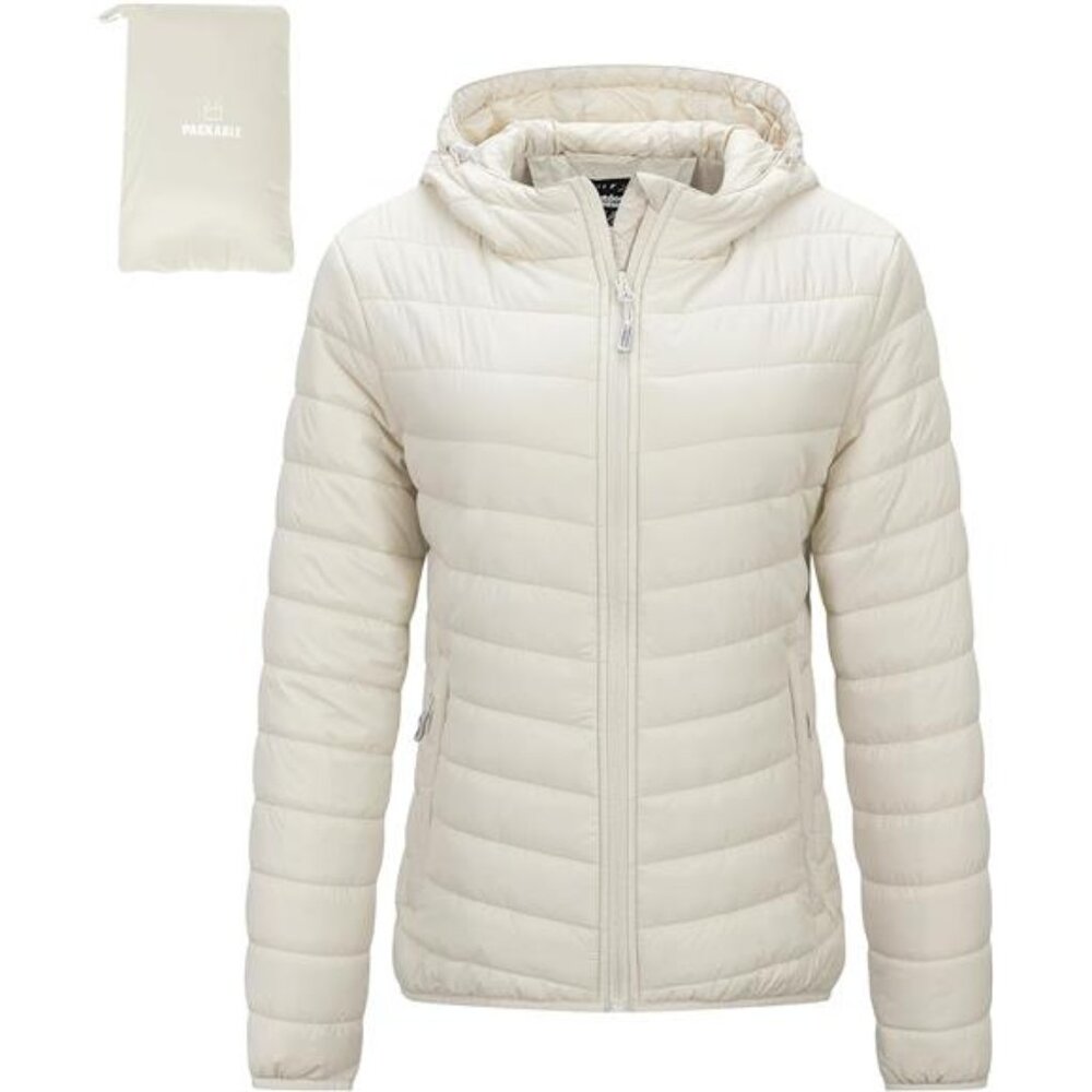 Outdoor Ventures Women's Packable Lightweight Full-Zip Puffer Jacket with Hood - Picture 1 of 6